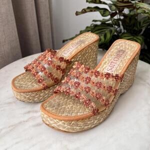 Vintage Two Lips woven Wedge sandals